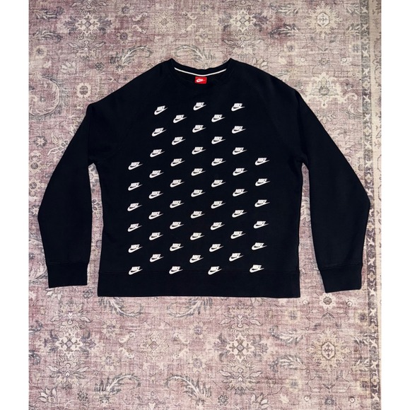 Nike Other - VTG Nike Sportswear Mens XXL Black All Over Mini Swoosh Logo Crewneck Sweatshirt